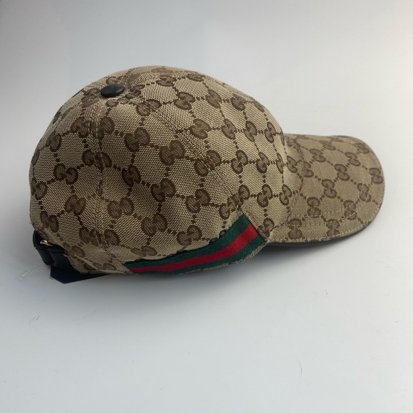Gucci Natural Monogram Striped-Trim Woven Baseball Cap - Picture 4 of 6